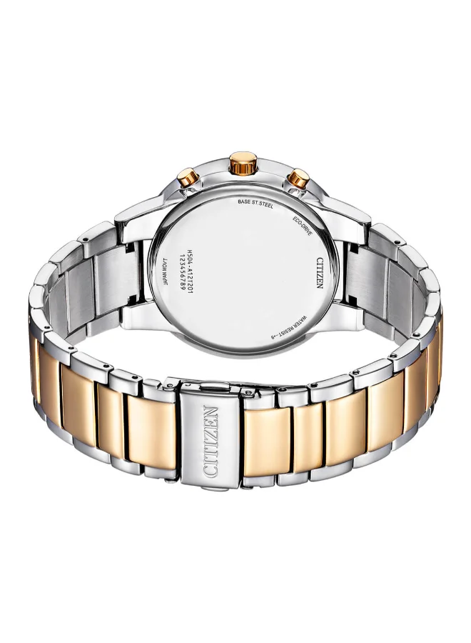 سيتيزن ساعة رجالية ستانلس ستيل بطلاء ذهبي وردي ثنائي اللون بحزام Eco-Drive AT2244-84L - 43 مم