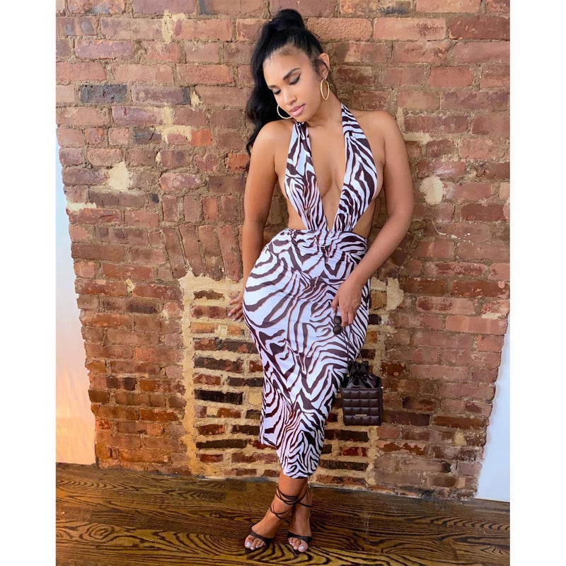 Women's Sexy Wrap Printed Bodycon Dress - Image 4