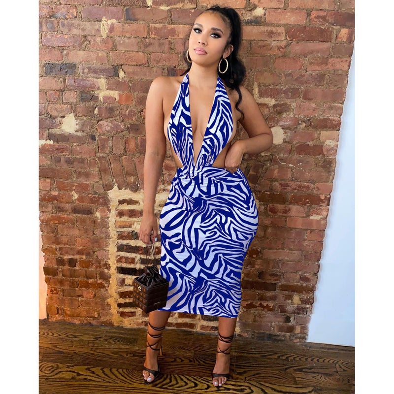 Women's Sexy Wrap Printed Bodycon Dress - Image 3