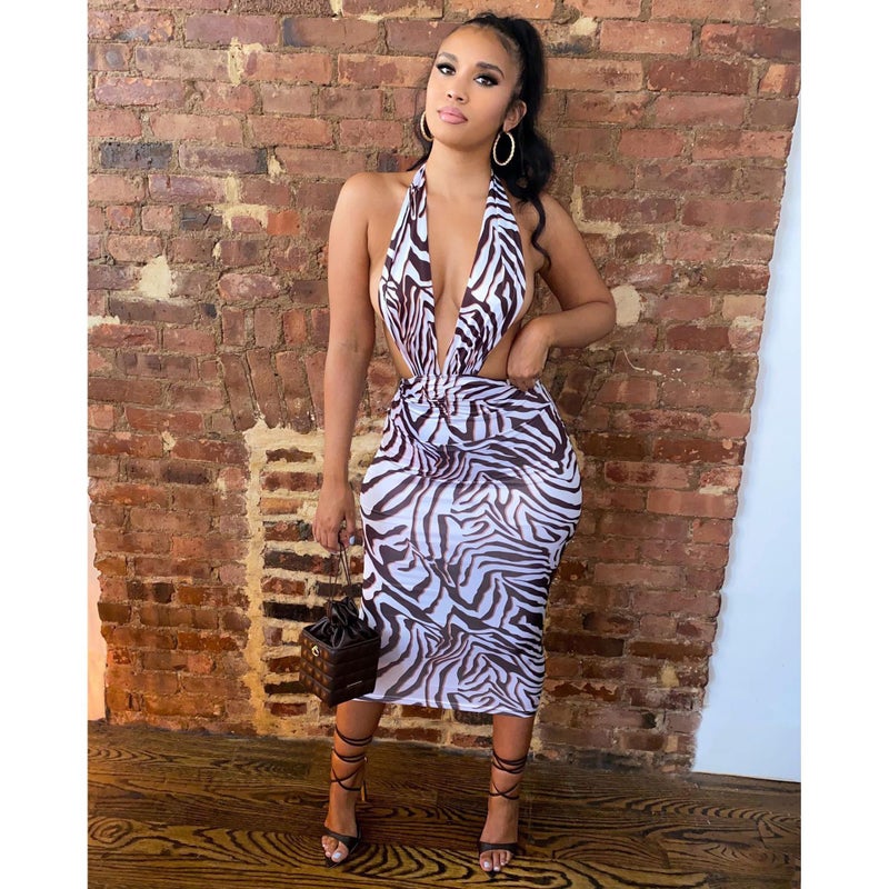 Women's Sexy Wrap Printed Bodycon Dress - Image 2