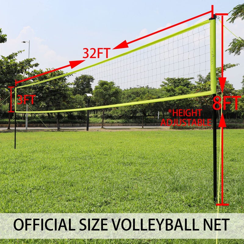 Zdgao Outdoor Portable Volleyball Net System - Adjustable Height Poles with Soft Volleyball Ball, Pump, Hammer, Boundary Line, and Carry Bag for Backyard, Beach, Lawn - Image 3