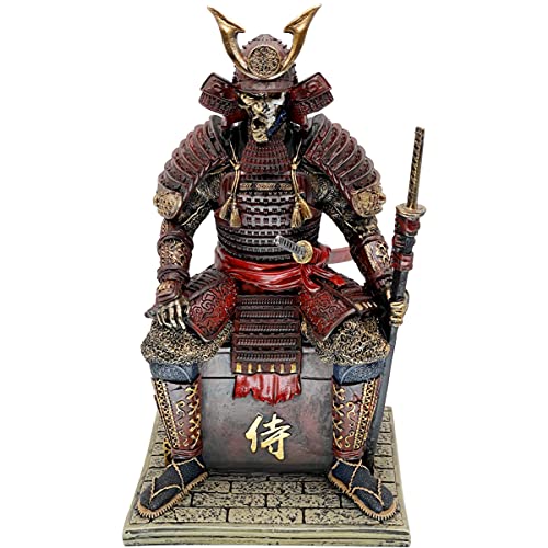 LOOYAR Medieval Ancient Samurai Undead Warrior Resin Statue Ornament Figurine Craft for Home Living Room Porch Decoration Office Desk Desktop Table Arrangement Gift (Red Glod) - Image 2