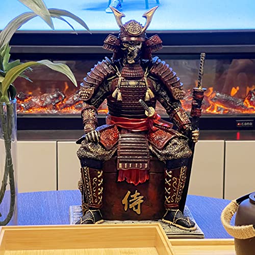 LOOYAR Medieval Ancient Samurai Undead Warrior Resin Statue Ornament Figurine Craft for Home Living Room Porch Decoration Office Desk Desktop Table Arrangement Gift (Red Glod) - Image 5