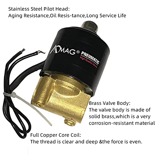 AOMAG 1/4" Electric Solenoid Valve 24V DC, Air, Gas, Fuel Normally Closed, VITON Gasket - Image 4