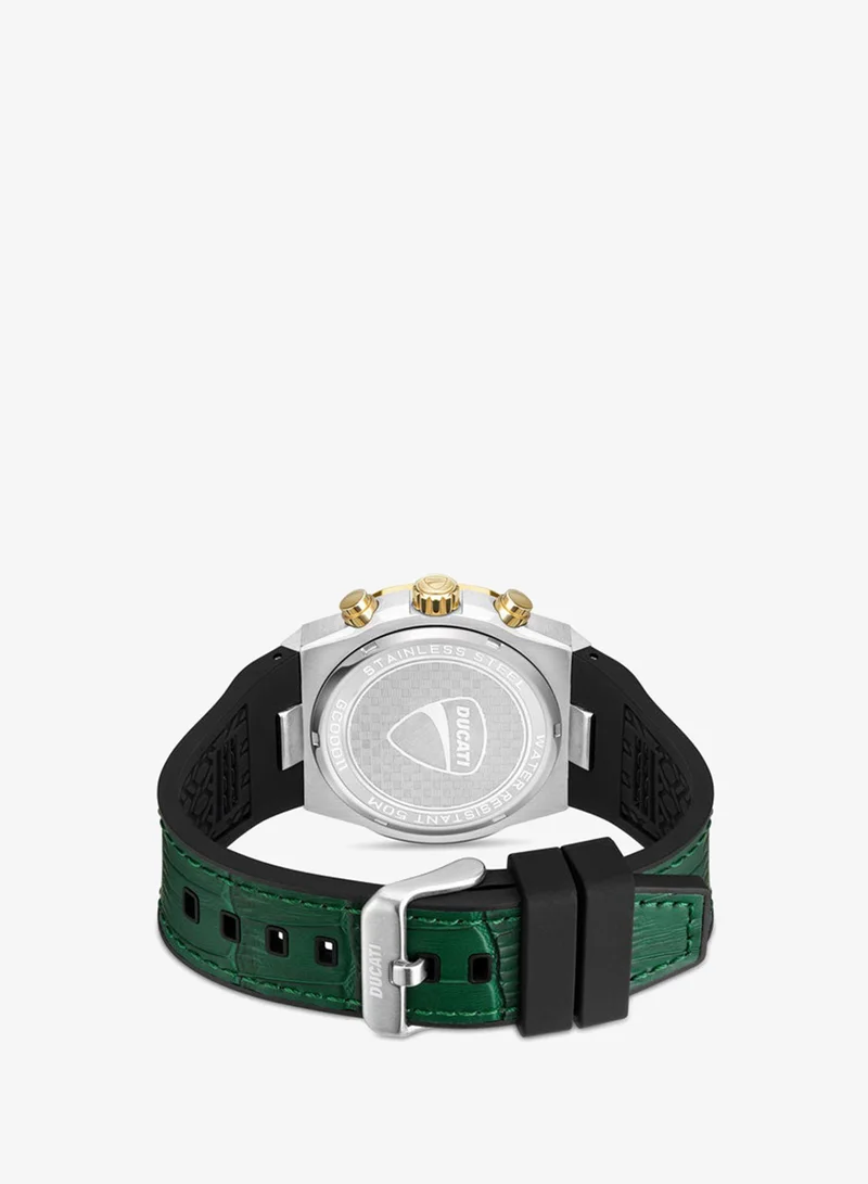Ducati  DT006 Gents 43.5mm Chronograph Watch with Green Multi-Layered Dial & Green Leather Silicone Strap for Men | Best Price UAE