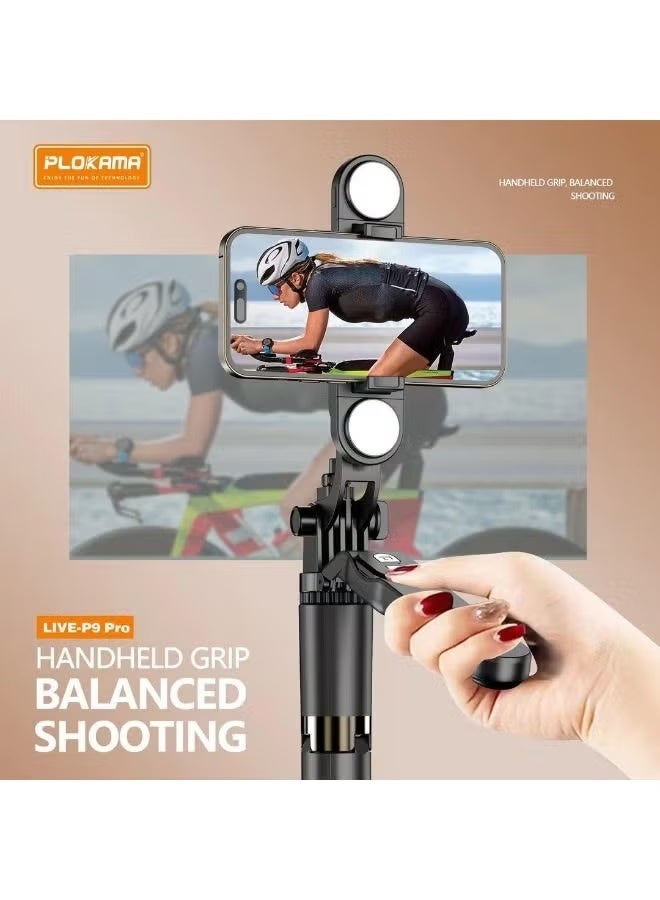 P9 Pro Bluetooth Selfie Stick with Adjustable Rotation Angle 170cm - Remote Control - Black - Image 3