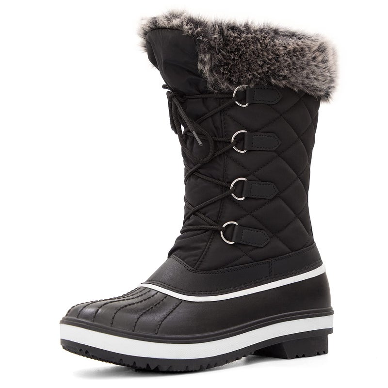 mysoft Women's Waterproof Winter Boots, Warm Insulated Snow Boots for Outdoor R-Black 6 - Image 1