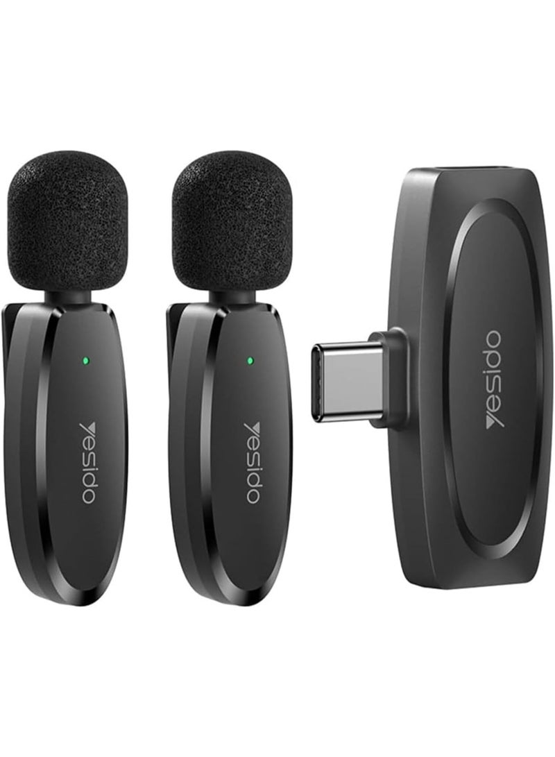 Yesido Dual Wireless Lavalier Microphone for iPhone 16/15, Android & Laptop | USB-C Plug & Play Mic with AI Noise Reduction | 20m Range Wireless Mic for Video Recording, YouTube, TikTok, Live Streaming - Image 1