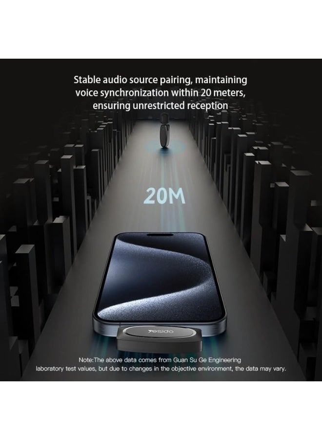 Yesido Dual Wireless Lavalier Microphone for iPhone 16/15, Android & Laptop | USB-C Plug & Play Mic with AI Noise Reduction | 20m Range Wireless Mic for Video Recording, YouTube, TikTok, Live Streaming - Image 2