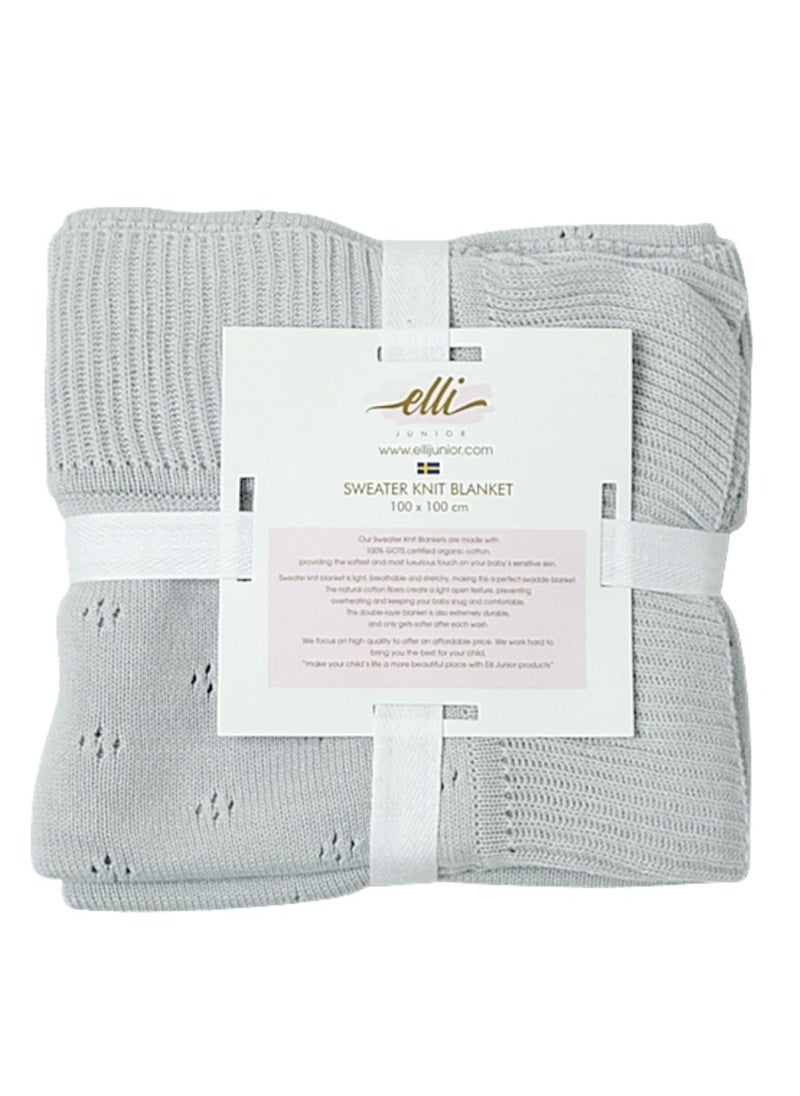 Elli Junior - Huge Knitted Blanket In Organic Cotton, Grey - Image 1