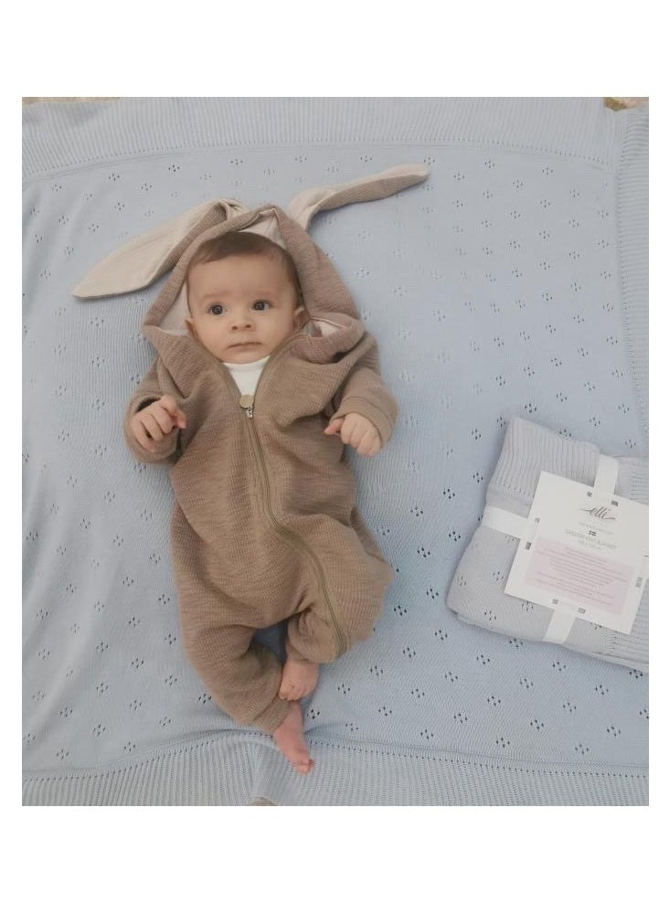 Elli Junior - Huge Knitted Blanket In Organic Cotton, Grey - Image 1