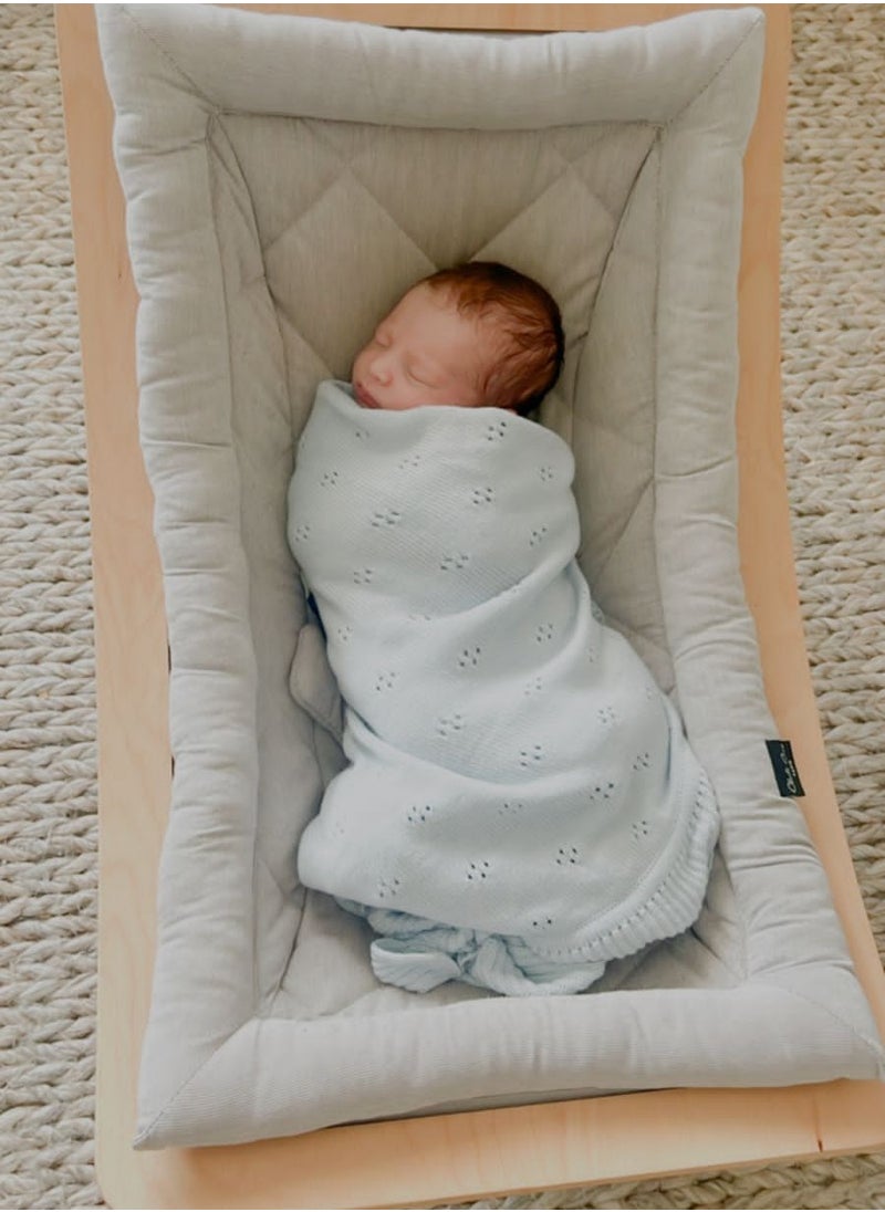 Elli Junior - Huge Knitted Blanket In Organic Cotton, Grey - Image 1