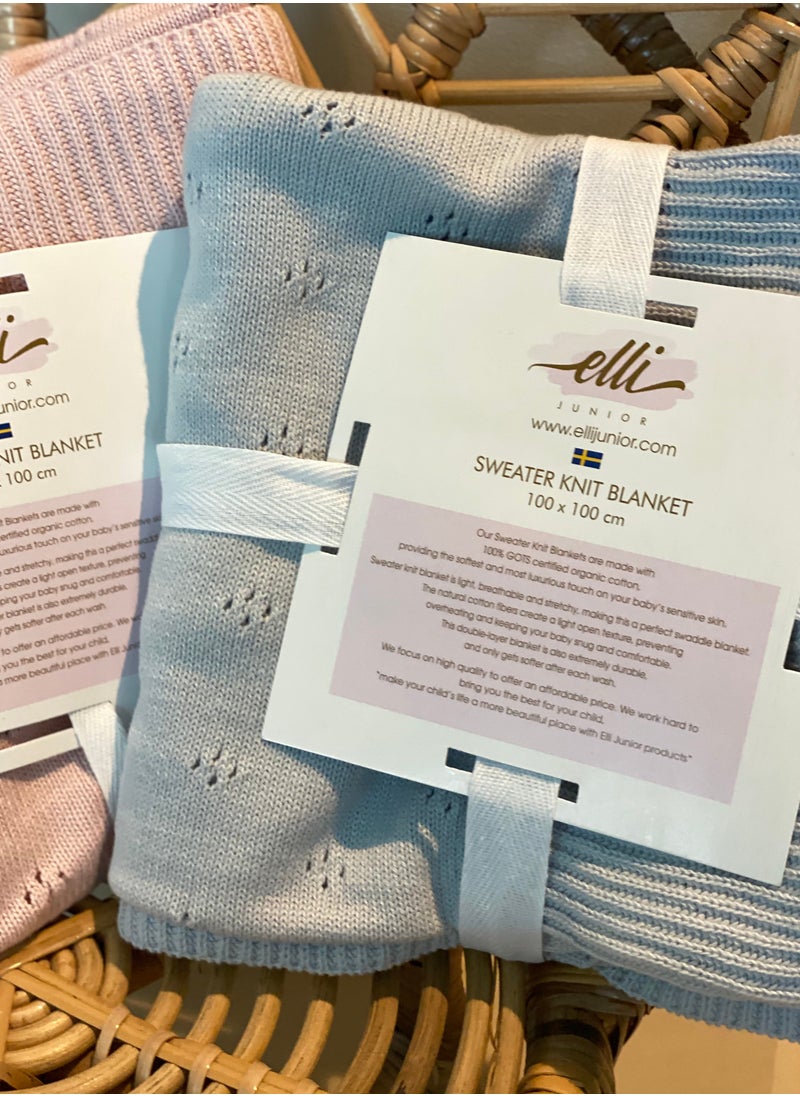 Elli Junior - Huge Knitted Blanket In Organic Cotton, Grey - Image 1