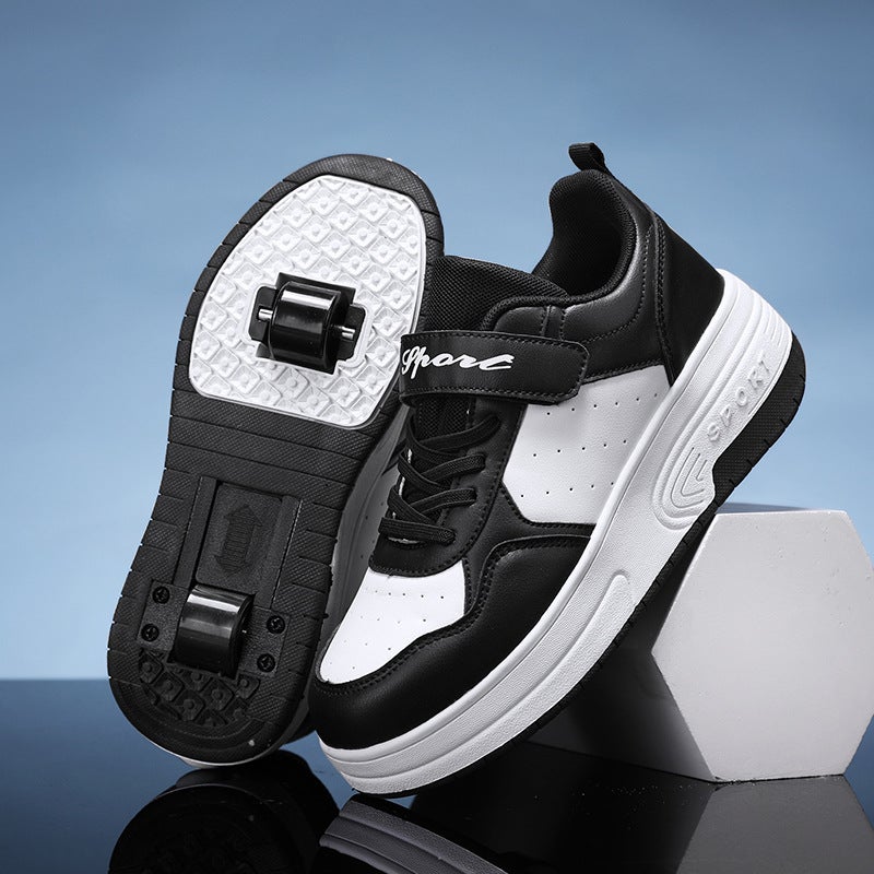 Generic 2024 Autumn-Winter Wheeled Sneaker Shoes 2312 black and white two-wheel ultra-light 