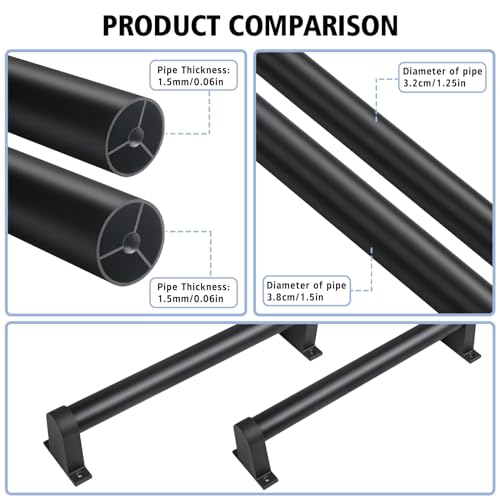 SDNBHT Industrial Stair Railing Metal Hand Rails for Indoor Stairs Wall Mount Staircase Handrails 1.5" Pipe Stair Handrail for Steps Black Aluminum Stairway Railing for Outdoor & Indoor Stairs 5ft - Image 3