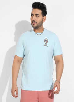 Instafab Plus Men's Icy Blue Basic Regular Fit T-Shirt  - Image 2