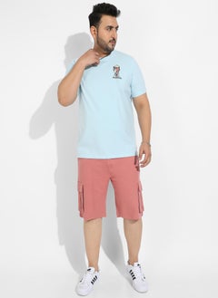 Instafab Plus Men's Icy Blue Basic Regular Fit T-Shirt  - Image 5