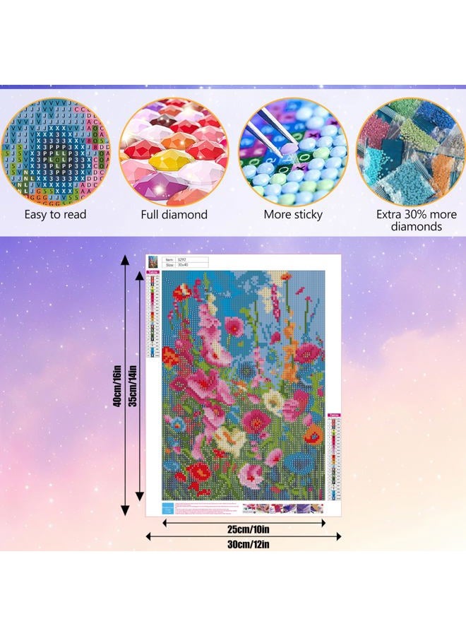 Hutarosl Wild Flowers Diamond Art Kits for Adults - Flowers Diamond Painting for Adults, Flower Gem Painting for Adult and Crafts Home Decor 12x16inch - Image 5