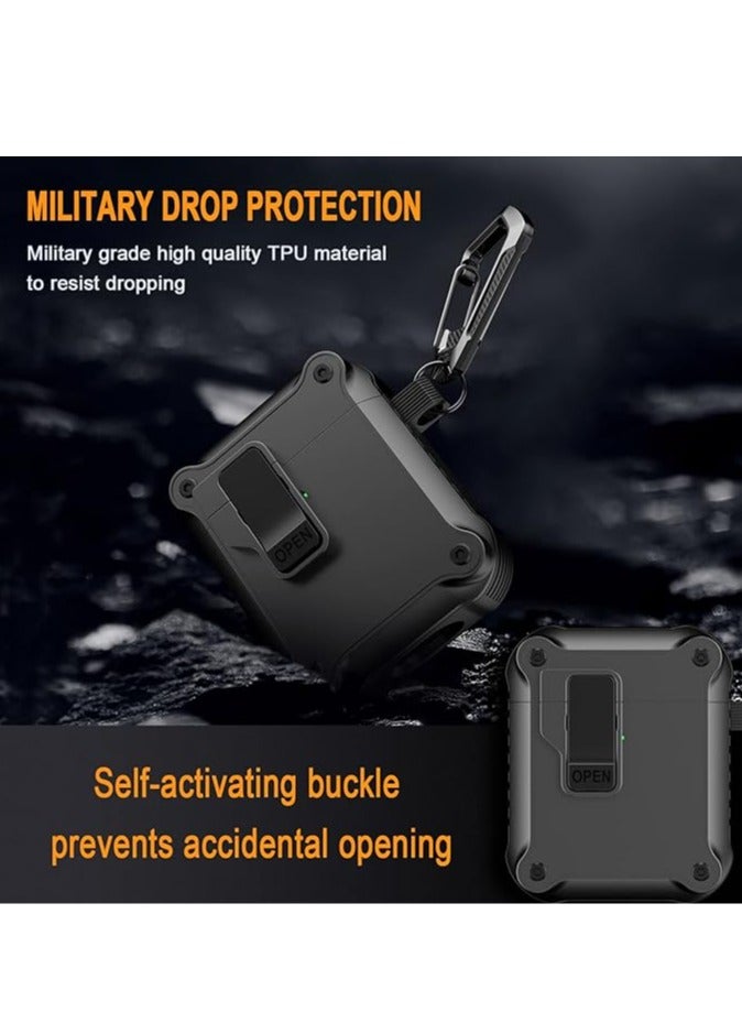 General For Airpods 1/2 earbuds case with automatic safety lock clip, hard-shell full-body case, compatible with Apple Airpods 1/2 wireless charging case  - Image 3
