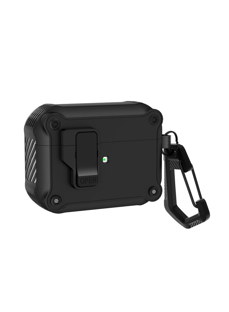 General For Airpods 1/2 earbuds case with automatic safety lock clip, hard-shell full-body case, compatible with Apple Airpods 1/2 wireless charging case  - Image 1