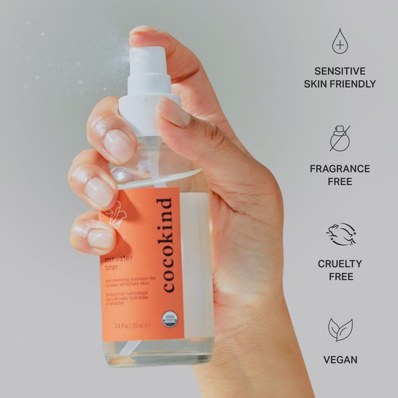 Cocokind Rosewater Facial Toner by Cocokind, Multipurpose Spray to Set Makeup, Double Cleanse, and Balance Skins pH, Made with Rose Hydrosol, 4 Fl Oz - Image 4