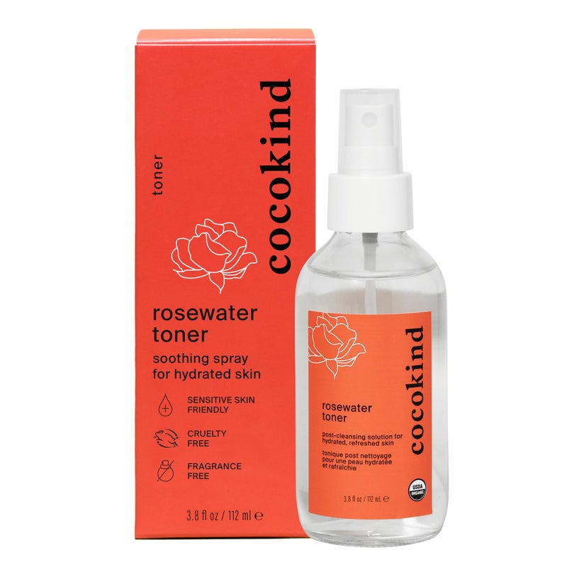 Cocokind Rosewater Facial Toner by Cocokind, Multipurpose Spray to Set Makeup, Double Cleanse, and Balance Skins pH, Made with Rose Hydrosol, 4 Fl Oz - Image 1