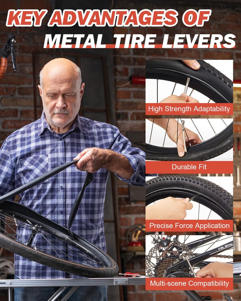 Zacro طقم إصلاح إطارات دراجة زاكرو، طقم رقع أنبوب الدراجة مع 24 قطعة رقعة فلكانية، 2 رافعات من الفولاذ المقاوم للصدأ، طقم إصلاح إطارات مسطحة محمولة لدراجة الجبال، الدراجة الكهربائية - Image 2