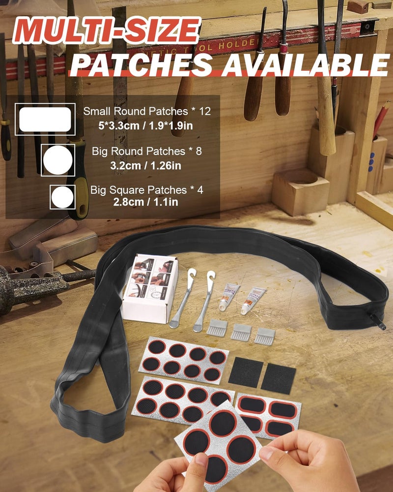 Zacro طقم إصلاح إطارات دراجة زاكرو، طقم رقع أنبوب الدراجة مع 24 قطعة رقعة فلكانية، 2 رافعات من الفولاذ المقاوم للصدأ، طقم إصلاح إطارات مسطحة محمولة لدراجة الجبال، الدراجة الكهربائية - Image 3