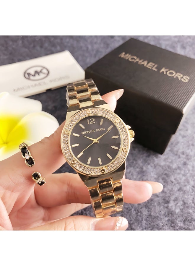 ام كي Michael Kors Gold - Tone Crystal - Accented Watch