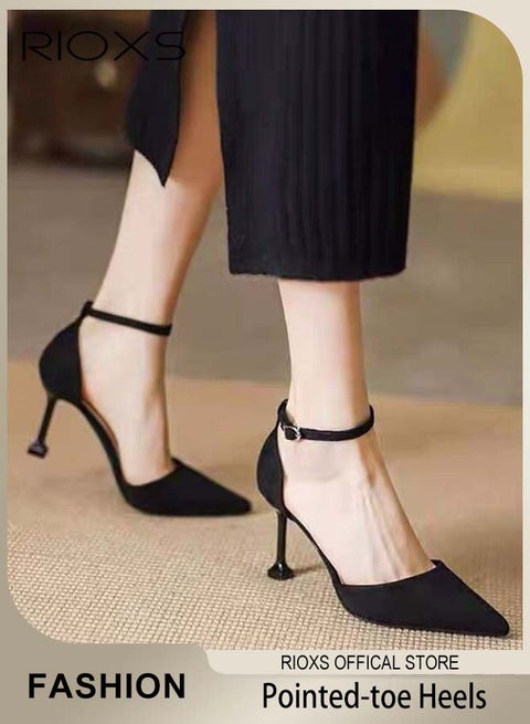 Women's Pointed-toe Heels, Buckle Ankle Strap Heeled Shoes, Classic Elegant Pumps With Adjustable Ankle Strap, 6cm Heel Shoes, Ladies Pumps Shoes For Shopping/ Parties/ Weddings/ Proms/ Dates And Other Occasions, Fashion High-heel Sandals For Women