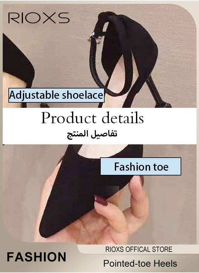 RIOXS - Women's Pointed-toe Heels, Buckle Ankle Strap Heeled Shoes, Classic Elegant Pumps with Adjustable Ankle Strap and 6cm Heel, Perfect for Shopping, Parties, Weddings, Proms, Dates and Other Occasions - Image 1
