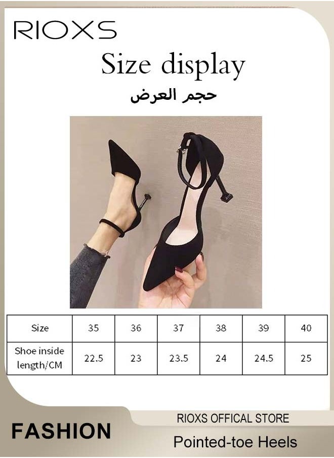 RIOXS - Women's Pointed-toe Heels, Buckle Ankle Strap Heeled Shoes, Classic Elegant Pumps with Adjustable Ankle Strap and 6cm Heel, Perfect for Shopping, Parties, Weddings, Proms, Dates and Other Occasions - Image 1