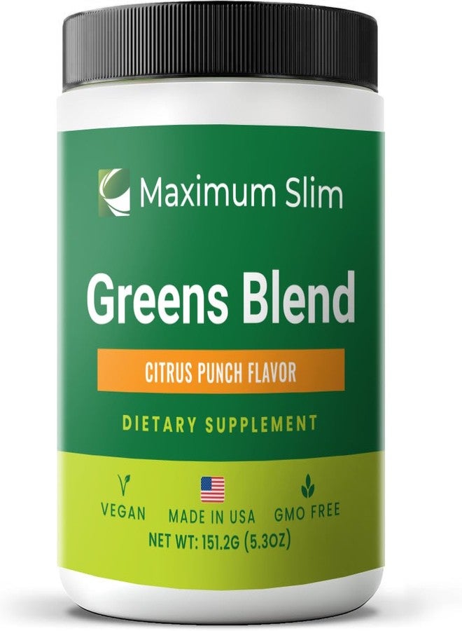 Maximum Slim Greens Blend, Citrus Fruit Punch, Super Greens Powder Smoothie Mix with Organic Spirulina, Chlorella, Beet Root Powder, Digestive Enzymes & Probiotics, 28 Servings. - Image 1
