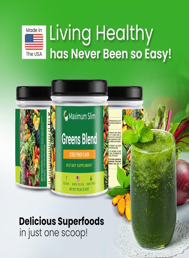 Maximum Slim Greens Blend, Citrus Fruit Punch, Super Greens Powder Smoothie Mix with Organic Spirulina, Chlorella, Beet Root Powder, Digestive Enzymes & Probiotics, 28 Servings. - Image 5