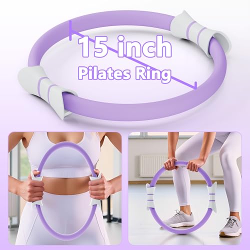 Fikswe 14" Pilates Ring - Magic Circle for Inner Thigh, Arm & Core Toning, Anti-Bend Ergonomic Handles, Home Fitness Gear for Women - Image 4