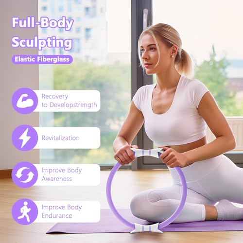 Fikswe 14" Pilates Ring - Magic Circle for Inner Thigh, Arm & Core Toning, Anti-Bend Ergonomic Handles, Home Fitness Gear for Women - Image 5