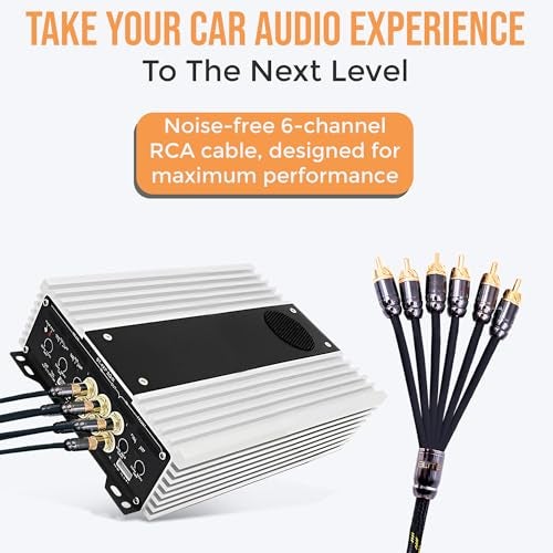 Elite Audio Pro Series 17ft. 6-Channel Car Audio RCA Cable - Triple Shielded, Brass Connectors, Oxygen Free Copper Noise Reducing Audio Cable for Amplifiers Subwoofers Speakers and Processors – PRO617 - Image 4