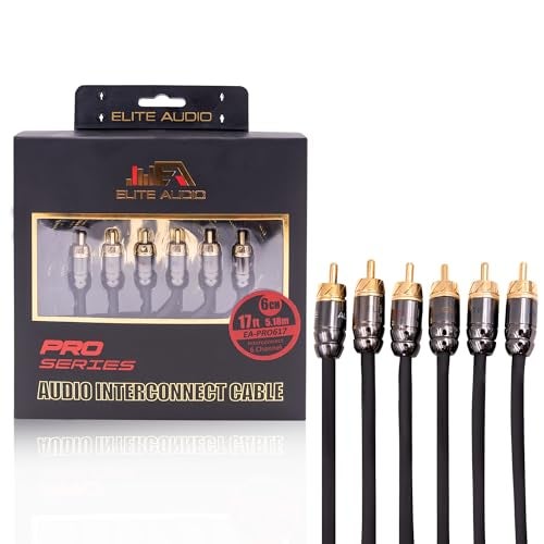 Elite Audio Pro Series 17ft. 6-Channel Car Audio RCA Cable - Triple Shielded, Brass Connectors, Oxygen Free Copper Noise Reducing Audio Cable for Amplifiers Subwoofers Speakers and Processors – PRO617 - Image 1