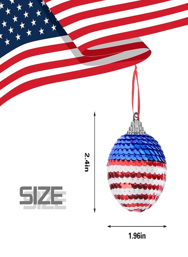 LFUTARI 12 Pieces Independence Day Hanging Ball - 2 Inch Memorial Day Sequin Hanging Ball Ornament - 4th of July Red White Blue Tree Decorations for Memorial Day Veterans Patriotic USA Themed Party Supplies - Image 3