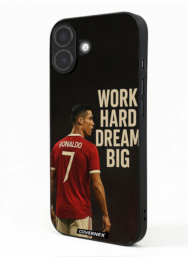 Covernex غطاء حماية آيفون 17 من أبل مزخرف يحمل عبارة اعمل بجد واحلم كبير CR7 - Image 1