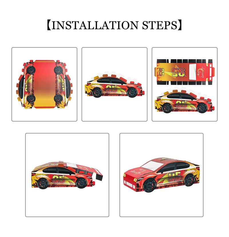 HEIPINIUYE Valentines Cards for Kids 3D Race Car Valentines Day Box for Kids Classroom School Gift Exchange Party Girls Boys Valentine Mailbox with 30 Racing Car Cards and 5 Teacher Card - Image 3