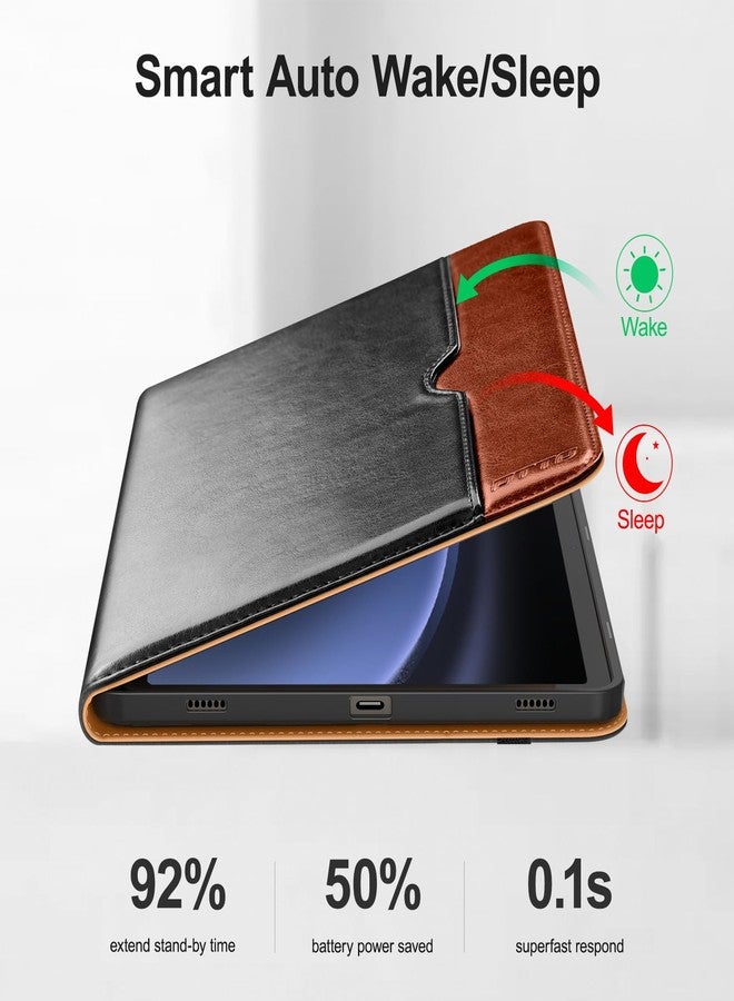 DTTO for Samsung Galaxy Tab S9 FE 5G 10.9 Inch/Galaxy Tab S9 11 Inch Case 2023 Released, Premium Leather Business Folio Stand Cover with S Pen Holder, Auto Sleep/Wake, Black Brown New - Image 5