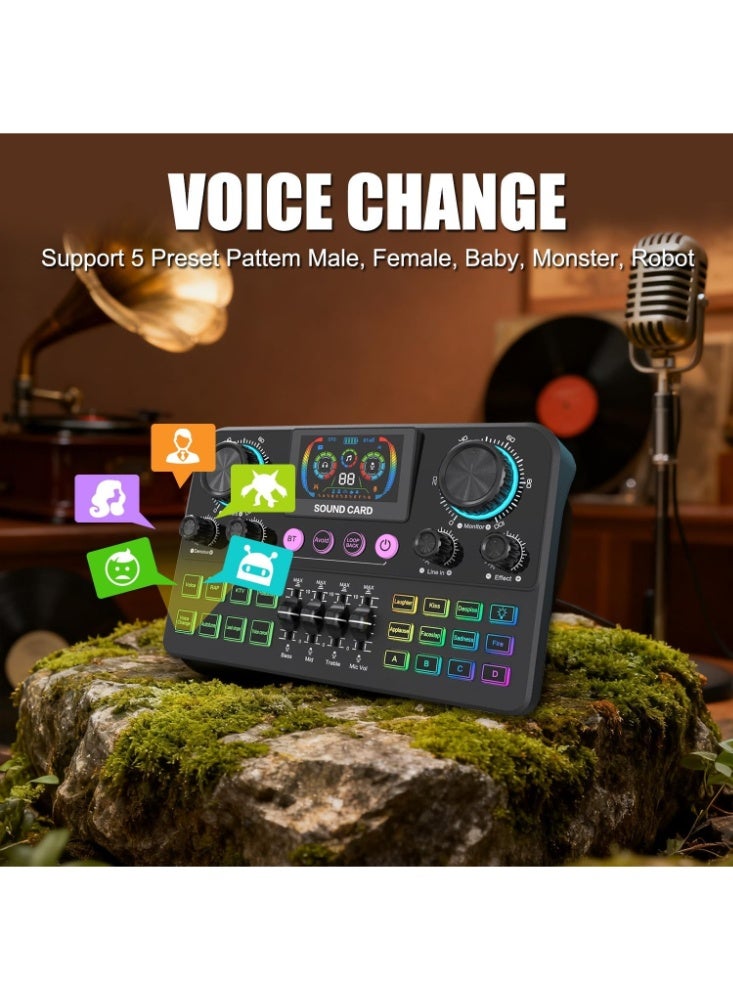 شوبي بطاقة صوت SX03 Live Vocal Mixer – واجهة صوتية احترافية للبث المباشر، والبودكاست، والغناء، والألعاب، والتسجيل مع مؤثرات صوتية مدمجة - Image 5
