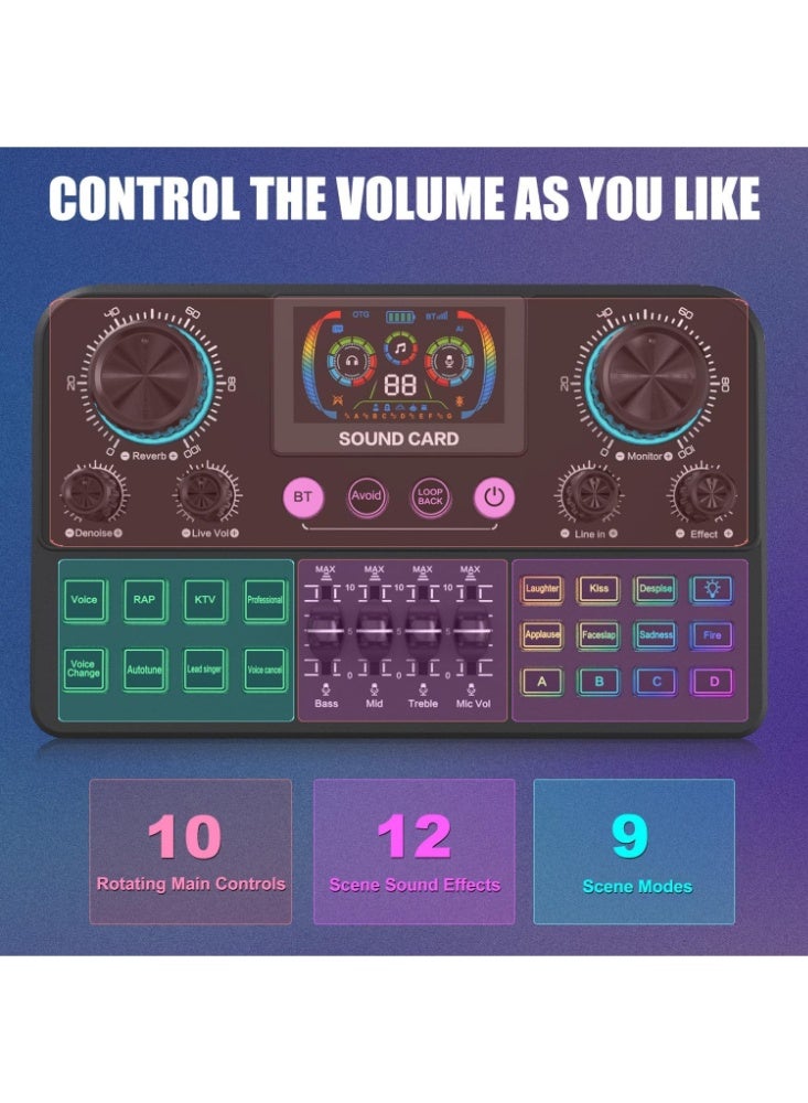 شوبي بطاقة صوت SX03 Live Vocal Mixer – واجهة صوتية احترافية للبث المباشر، والبودكاست، والغناء، والألعاب، والتسجيل مع مؤثرات صوتية مدمجة - Image 3