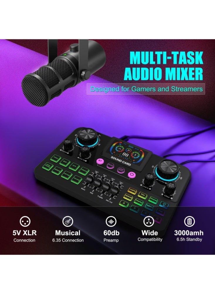 شوبي بطاقة صوت SX03 Live Vocal Mixer – واجهة صوتية احترافية للبث المباشر، والبودكاست، والغناء، والألعاب، والتسجيل مع مؤثرات صوتية مدمجة - Image 2
