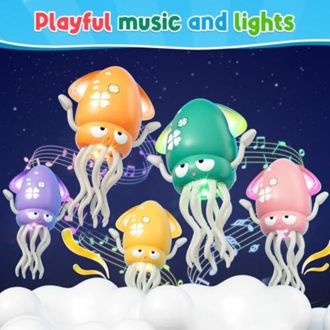 WAVISA Dancing Squid Baby Toy, Electric Crawling Octopus Tummy Time Toy, Rechargeable Magic Dancing Music Squid Baby Toys for 3 4 5 6 Year Old Kids Boy Girl Birthday Gifts Christmas Stocking Stuffers (Pink) - Image 5