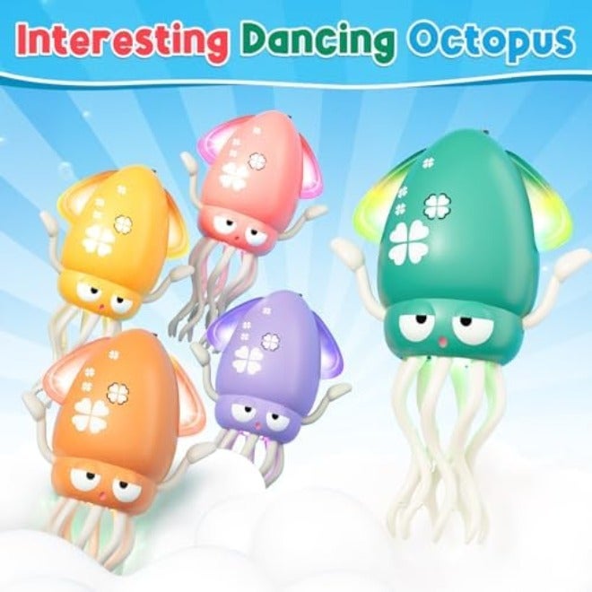 WAVISA Dancing Squid Baby Toy, Electric Crawling Octopus Tummy Time Toy, Rechargeable Magic Dancing Music Squid Baby Toys for 3 4 5 6 Year Old Kids Boy Girl Birthday Gifts Christmas Stocking Stuffers (Pink) - Image 4