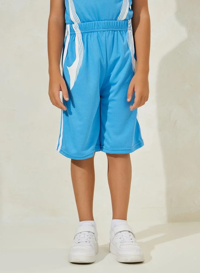 Styli Side Striped Tank & Quick-Drying Shorts Sportswear Set
