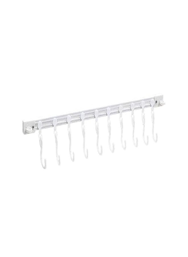 istore Kitchen Wall Hanging Rack with Rail & Sliding Hooks, Under Cabinet Utensil Holder, Multipurpose Storage Organizer for Spoons, Cups, Tools, Space Saving Design (Pack of 1) - Image 2