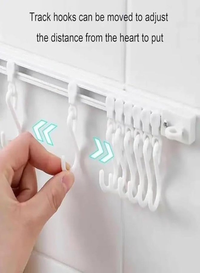 istore Kitchen Wall Hanging Rack with Rail & Sliding Hooks, Under Cabinet Utensil Holder, Multipurpose Storage Organizer for Spoons, Cups, Tools, Space Saving Design (Pack of 1) - Image 3